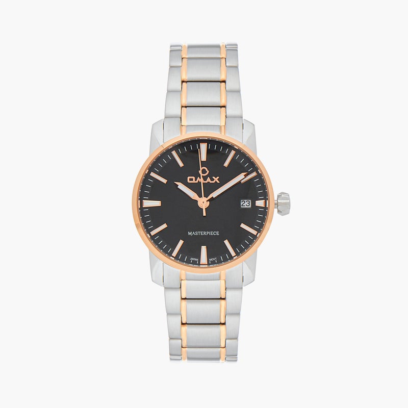 Omax Masterpiece Women's Watch - Black and Rose Gold - Image 1